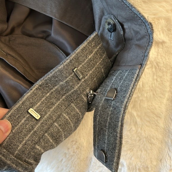 Hugo Boss Vtg wool grey pinstriped unisex wide straight leg trouser pants L XL - Picture 7 of 14